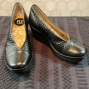 Fly London Black Wedge Shoes for Women